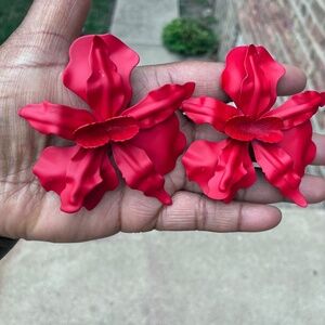 Red Floral Earrings